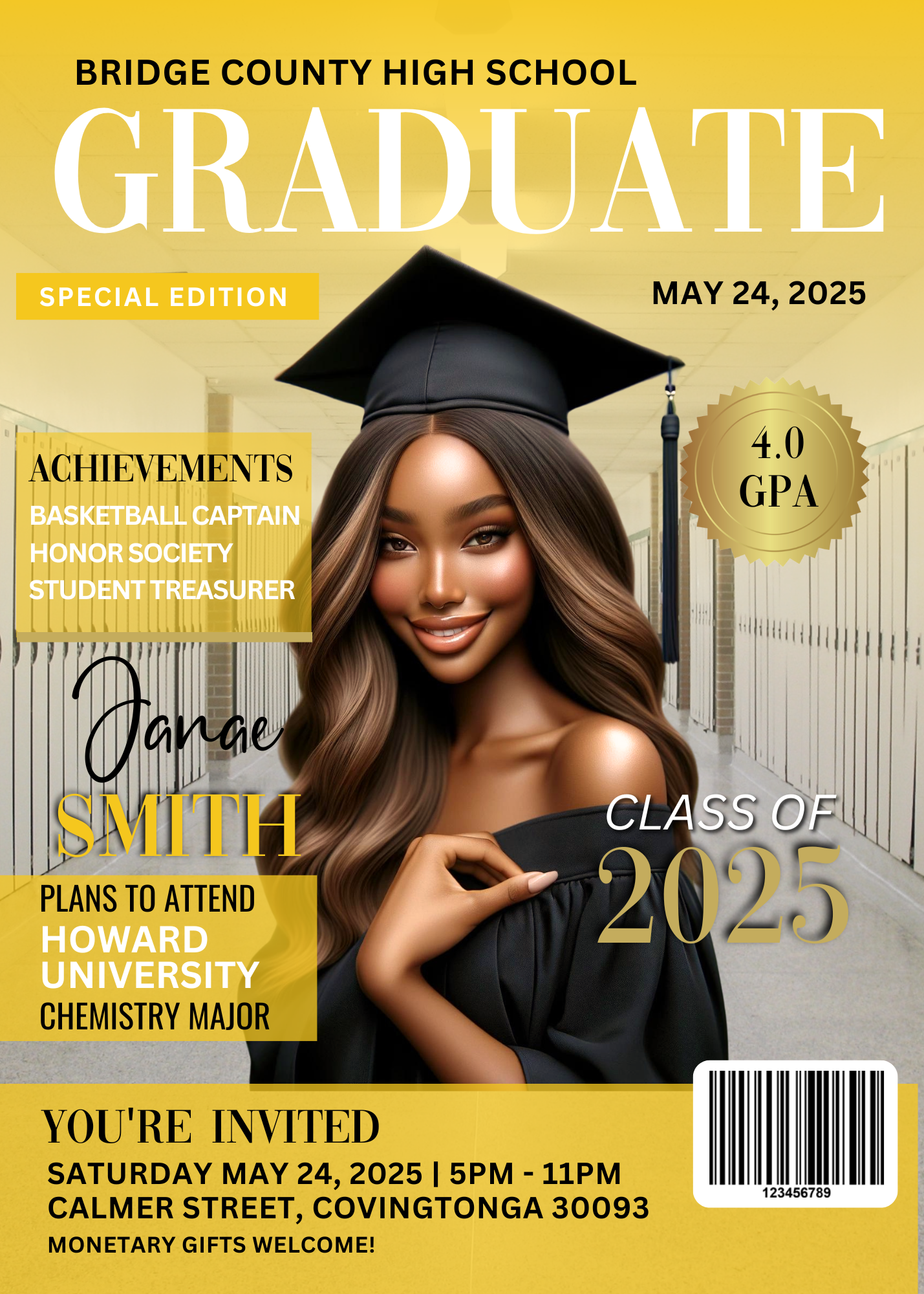 Graduation Magazine Invitation Template Bundle |Class of 2025