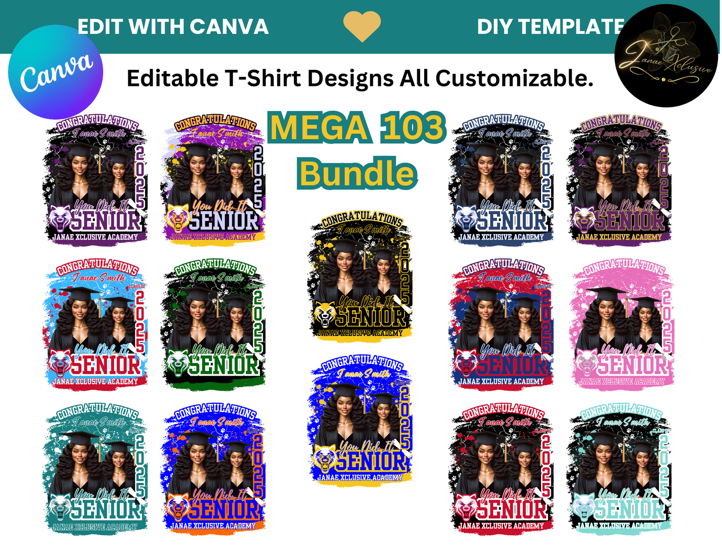 103 Graduation 2025 T Shirt Design Mega Bundle