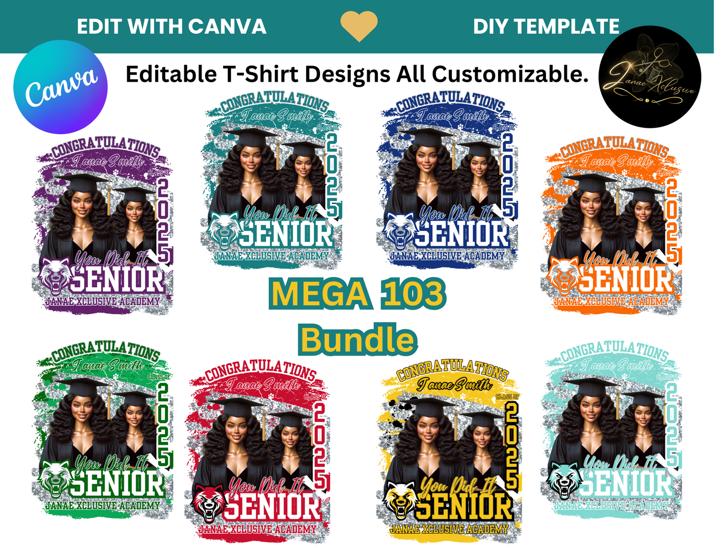 103 Graduation 2025 T Shirt Design Mega Bundle
