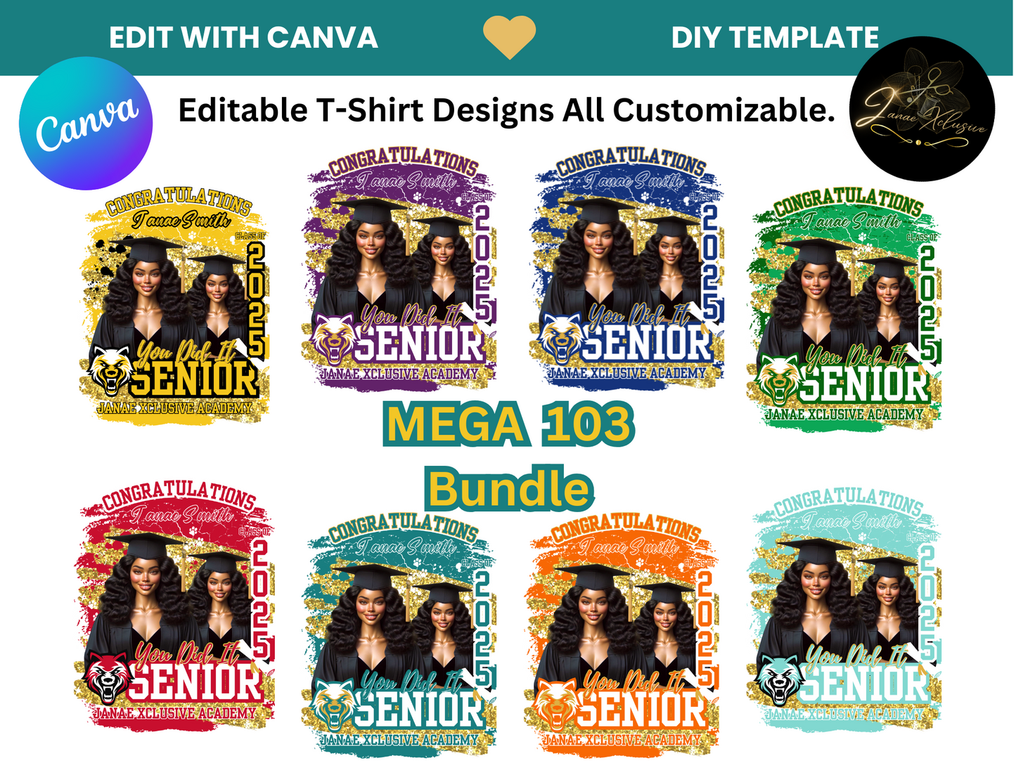 103 Graduation 2025 T Shirt Design Mega Bundle