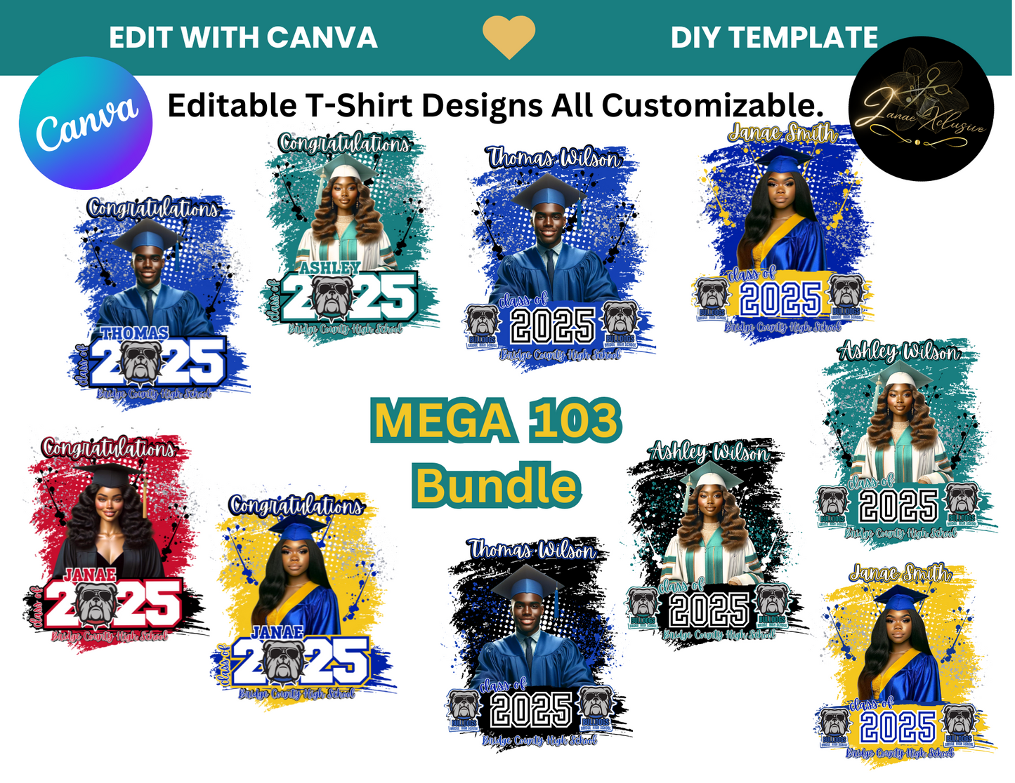 103 Graduation 2025 T Shirt Design Mega Bundle