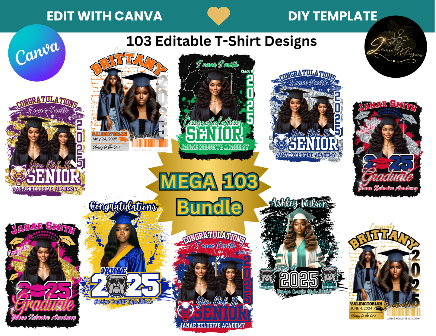 103 Graduation 2025 T Shirt Design Mega Bundle