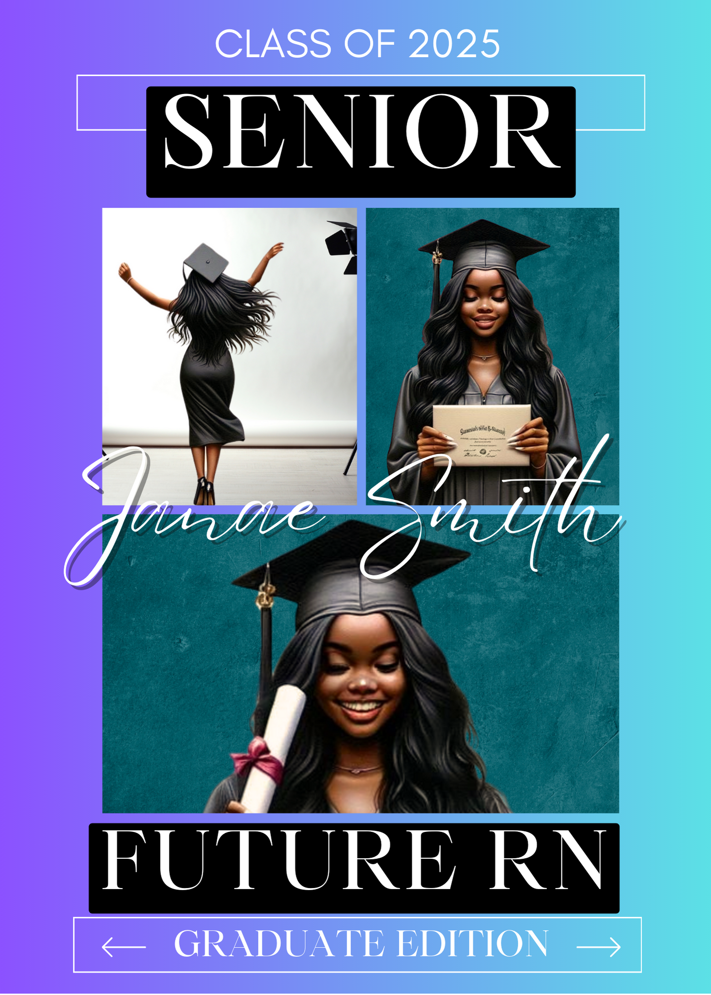 Graduation Magazine Invitation Template Bundle |Class of 2025