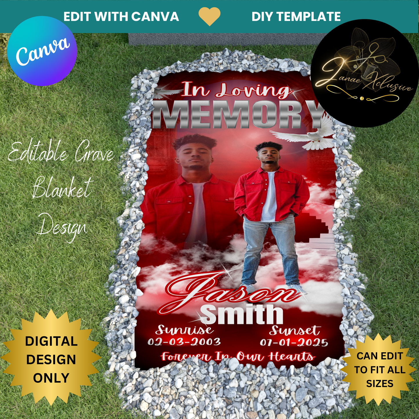 7 Memorial Grave Blankets Template BUNDLE