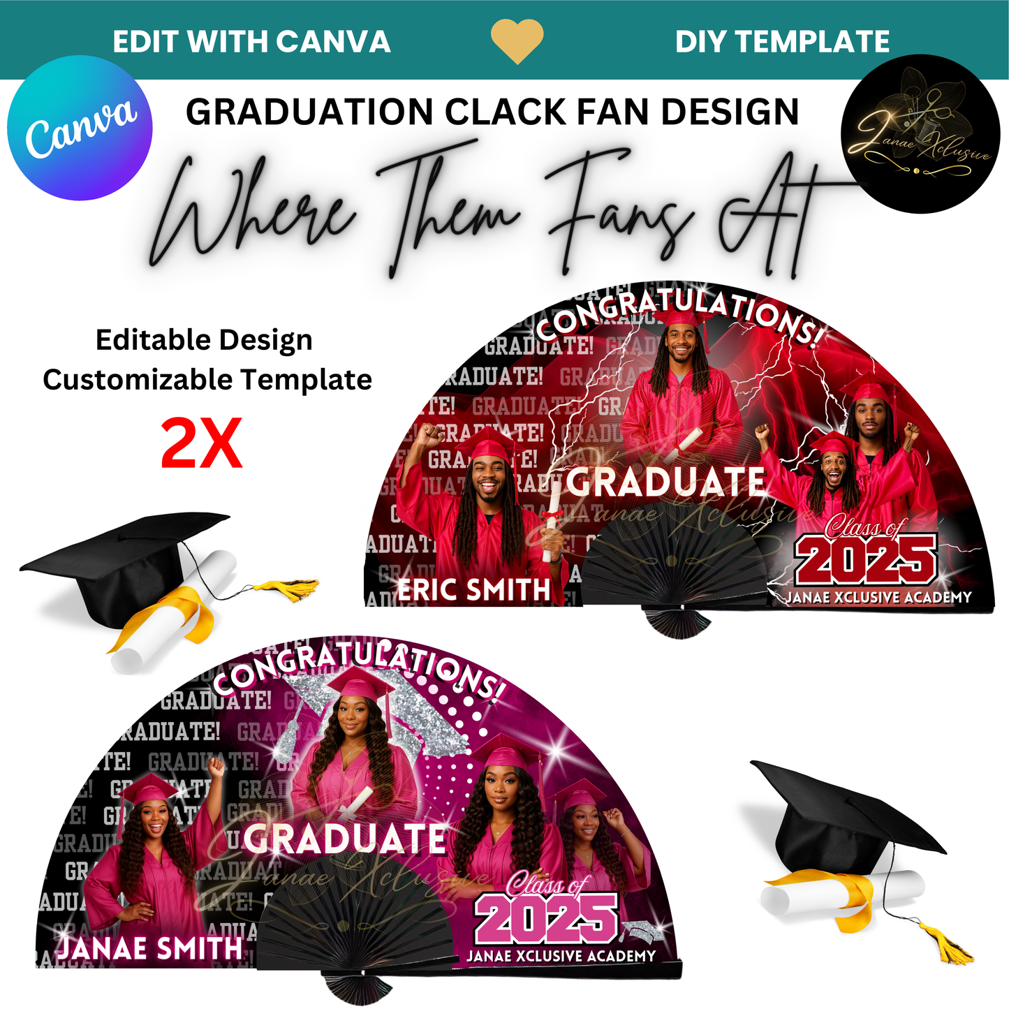 2 Graduation Clack Fan Template