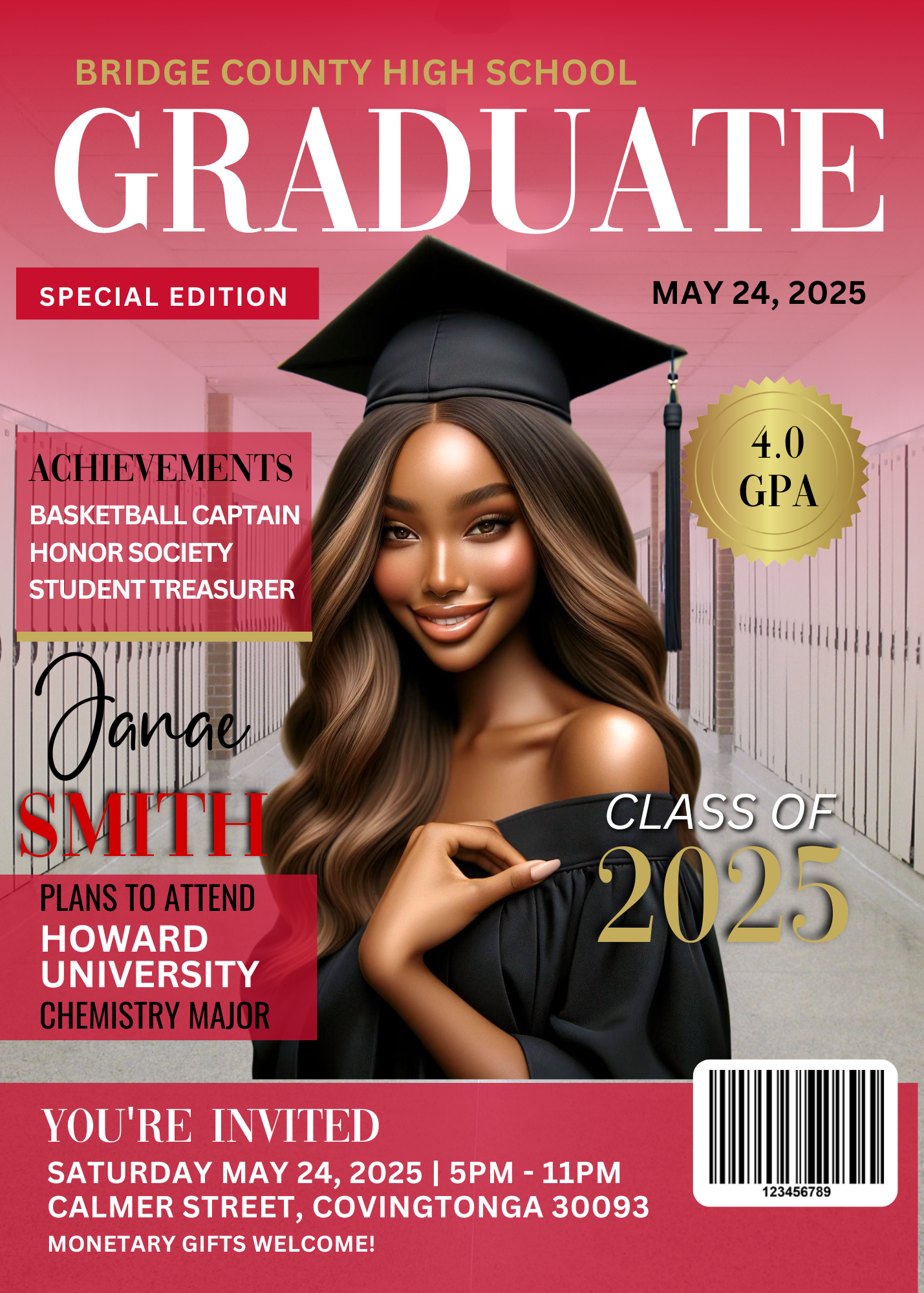Graduation Magazine Invitation Template Bundle |Class of 2025