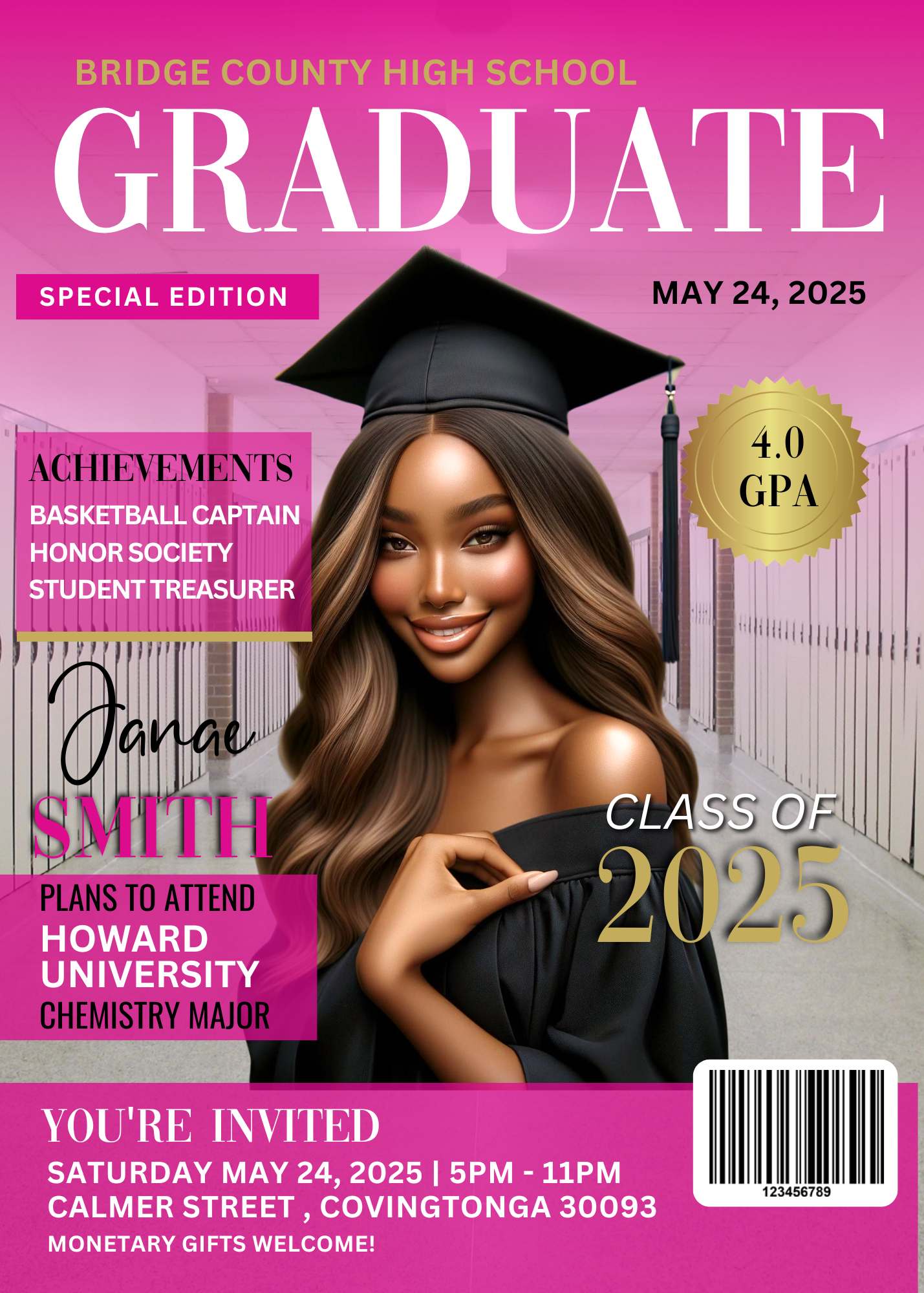 Graduation Magazine Invitation Template Bundle |Class of 2025