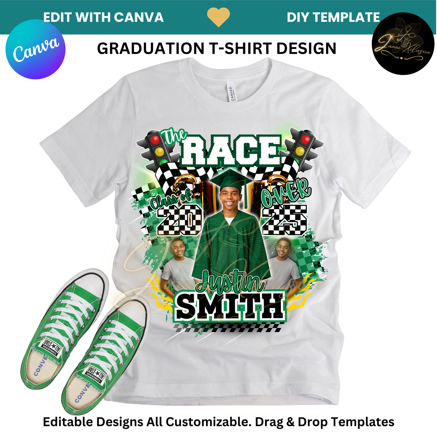 Graduation Center Print T-Shirt & Stole Template