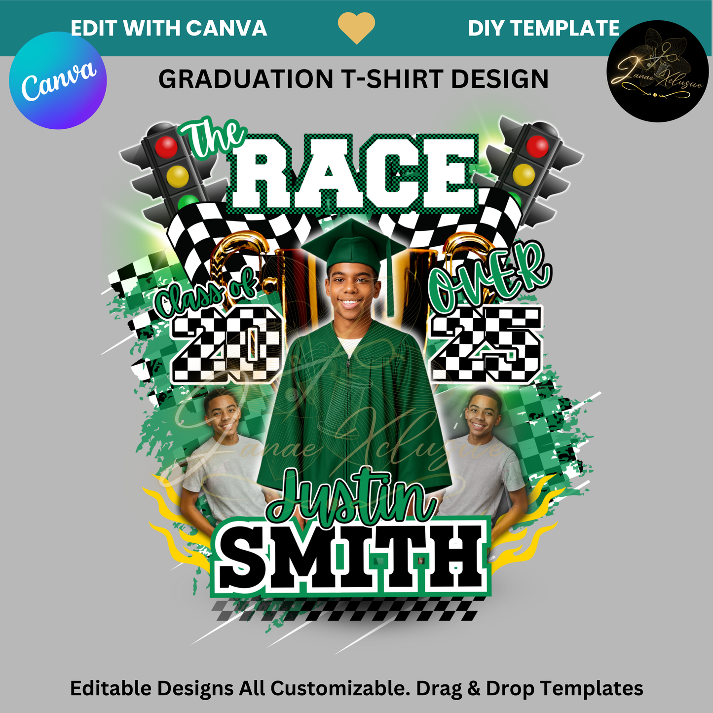Graduation Center Print T-Shirt & Stole Template