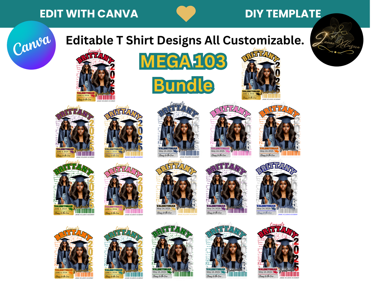103 Graduation 2025 T Shirt Design Mega Bundle