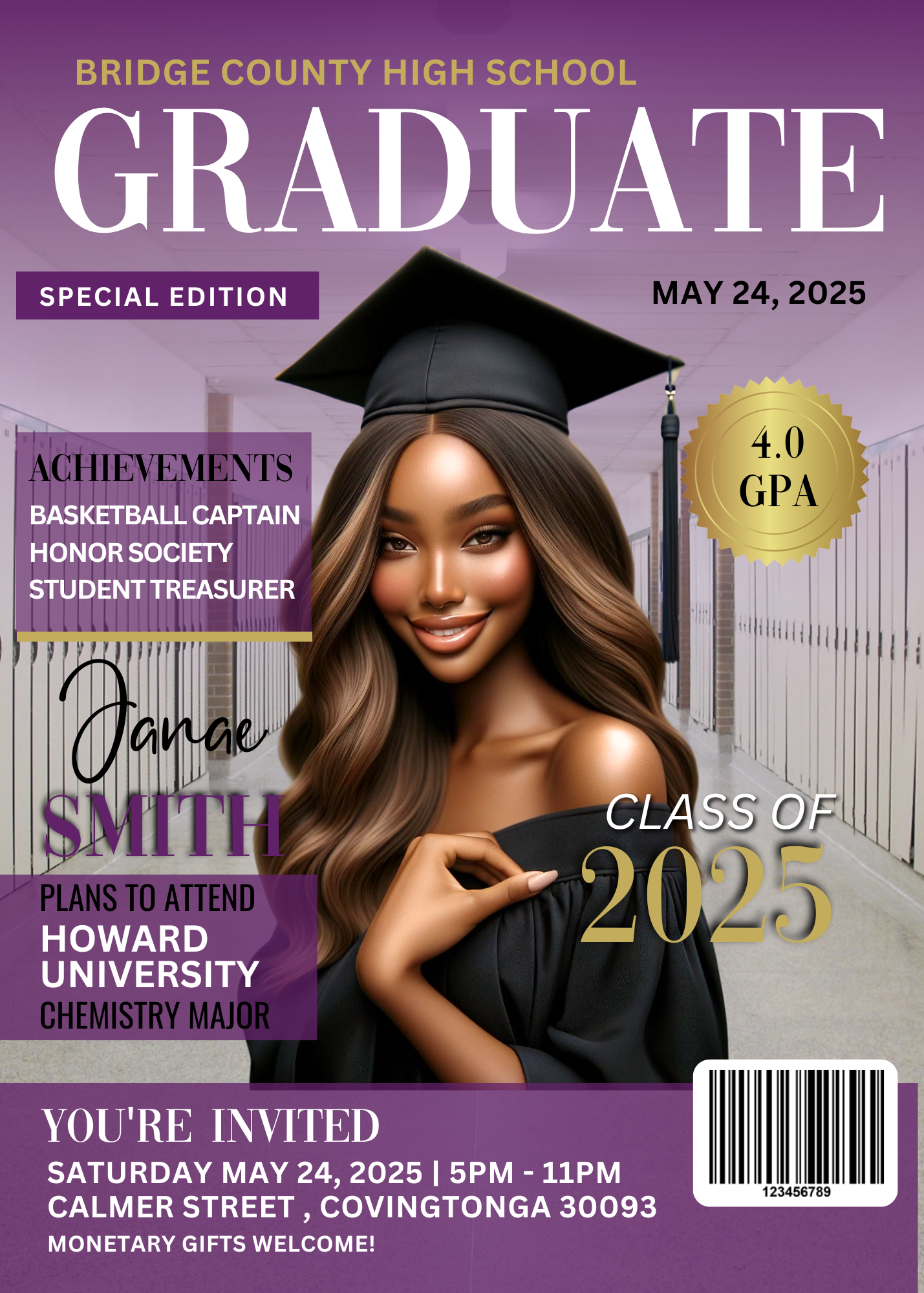 Graduation Magazine Invitation Template Bundle |Class of 2025