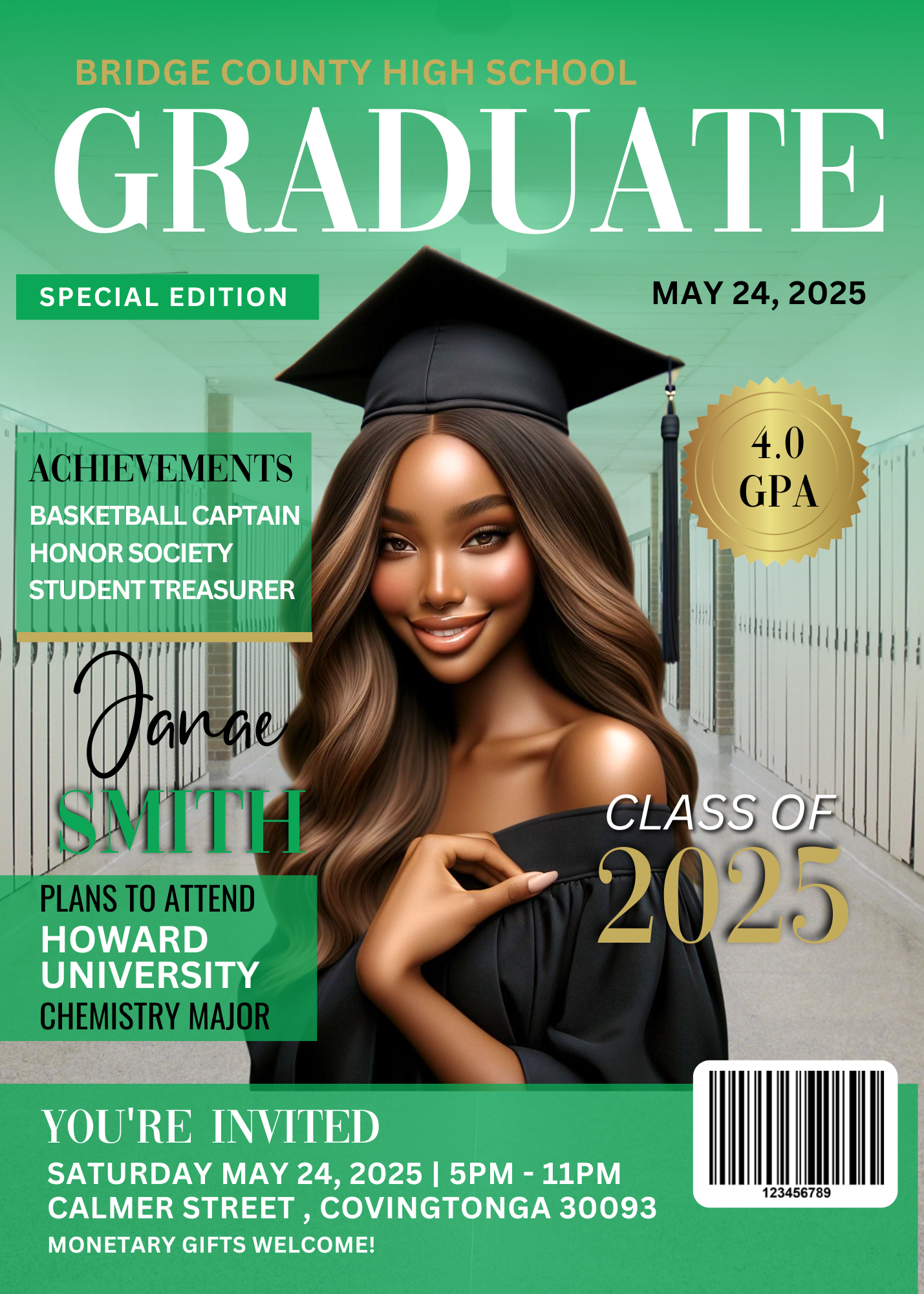 Graduation Magazine Invitation Template Bundle |Class of 2025