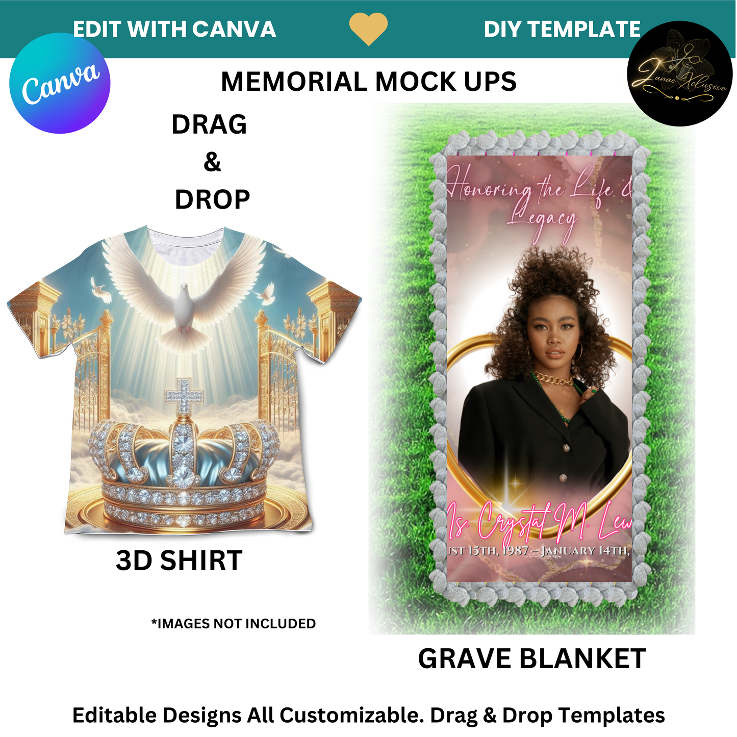 Blank Memorial Canva Editable Mockups