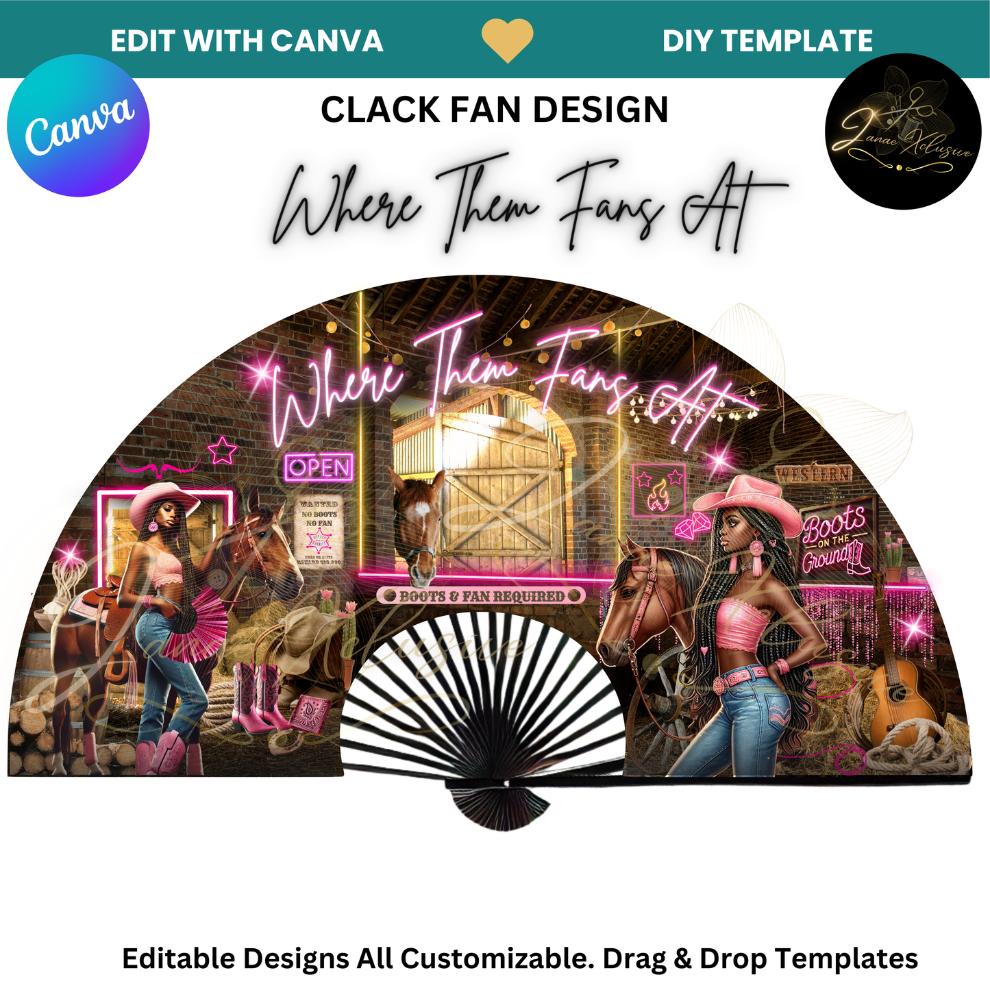 Cow Girl Clack Fan Template