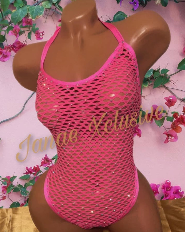 Fushia Fishnet 1 Piece