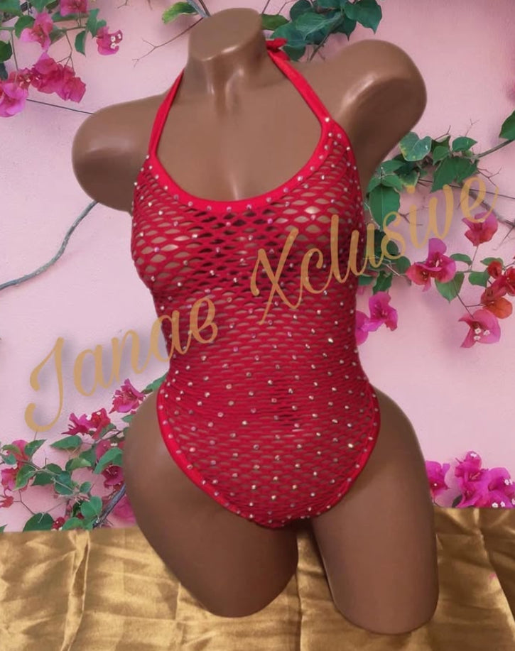 Red Fishnet 1 Piece