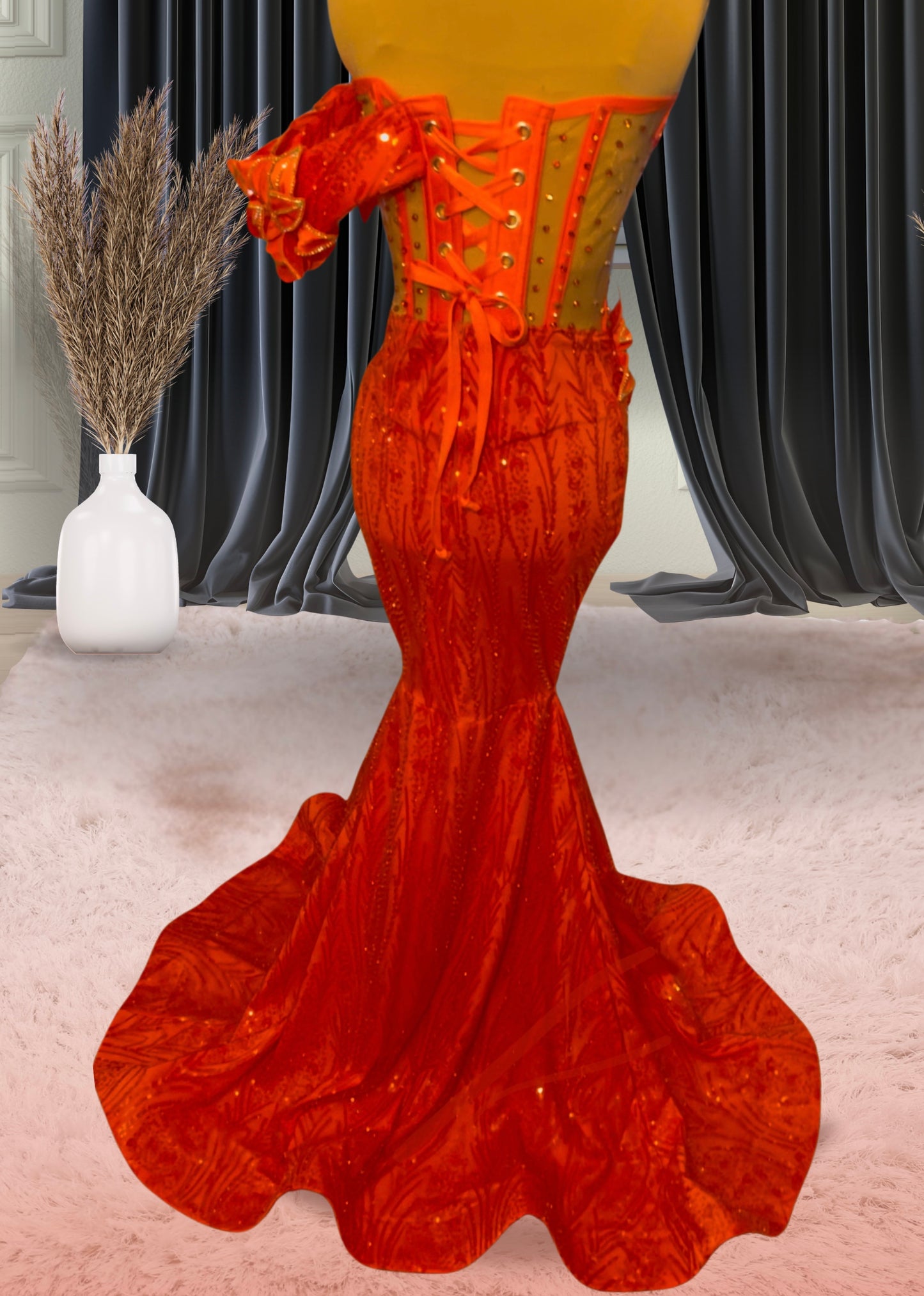 Orange Beaded Gown