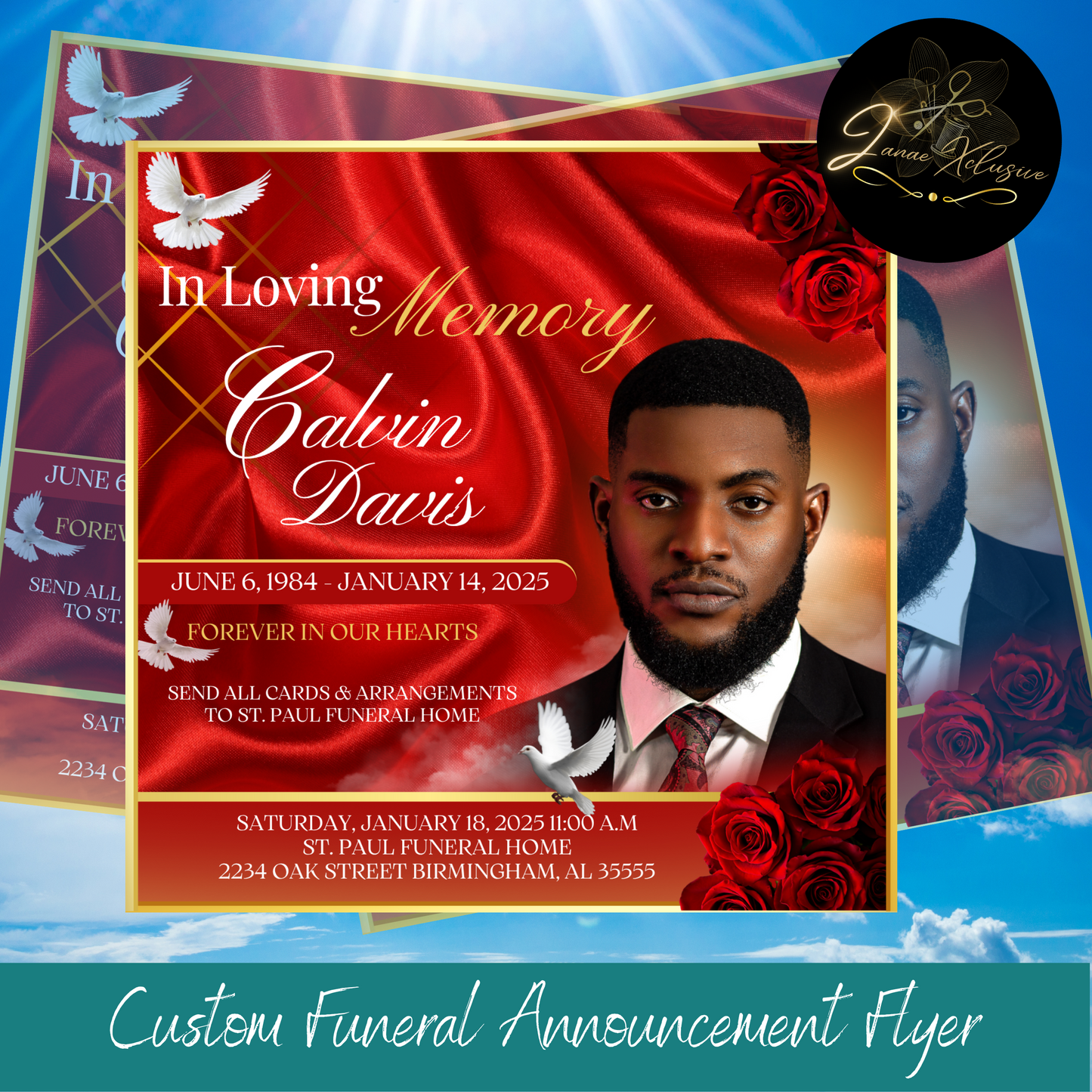 Memorial Social Media Announcement Graphic