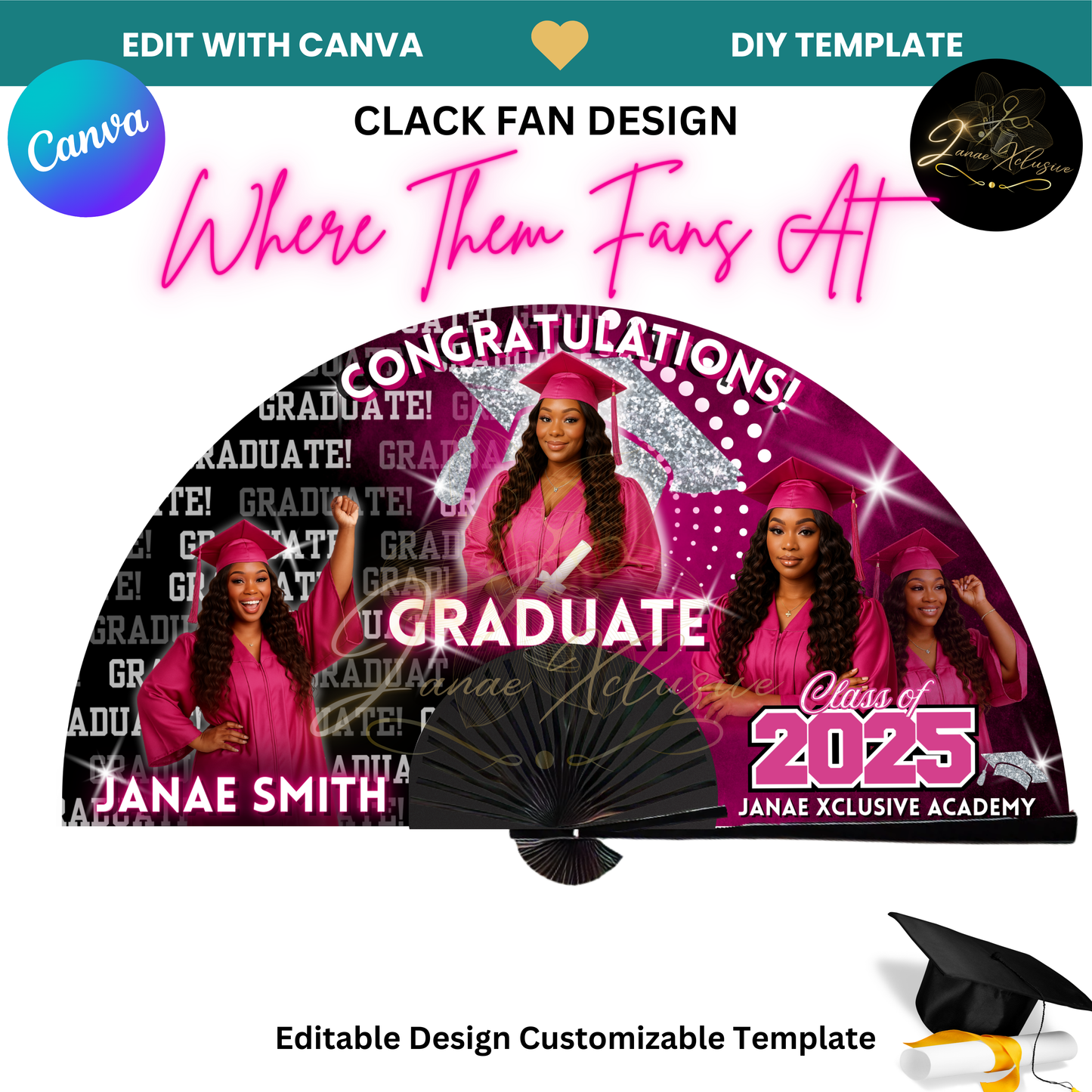 2 Graduation Clack Fan Template