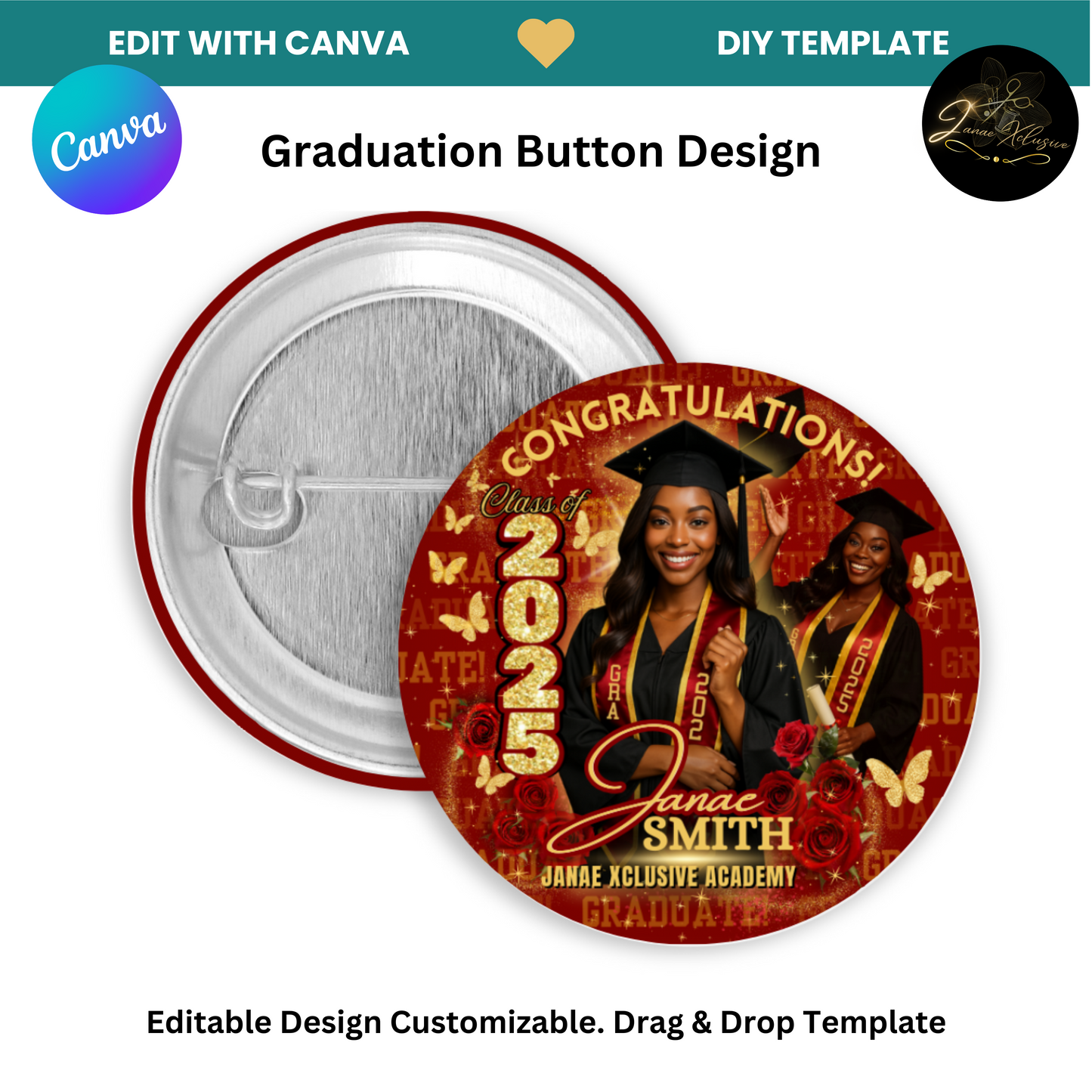 Graduation 8 Editable Canva Template Bundle