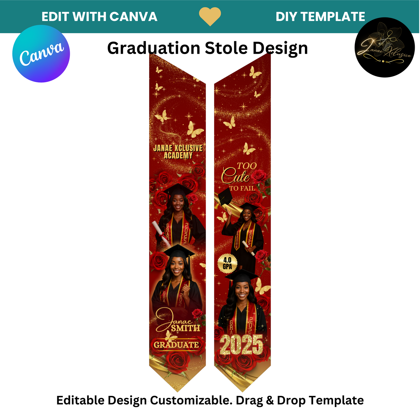 Graduation 8 Editable Canva Template Bundle