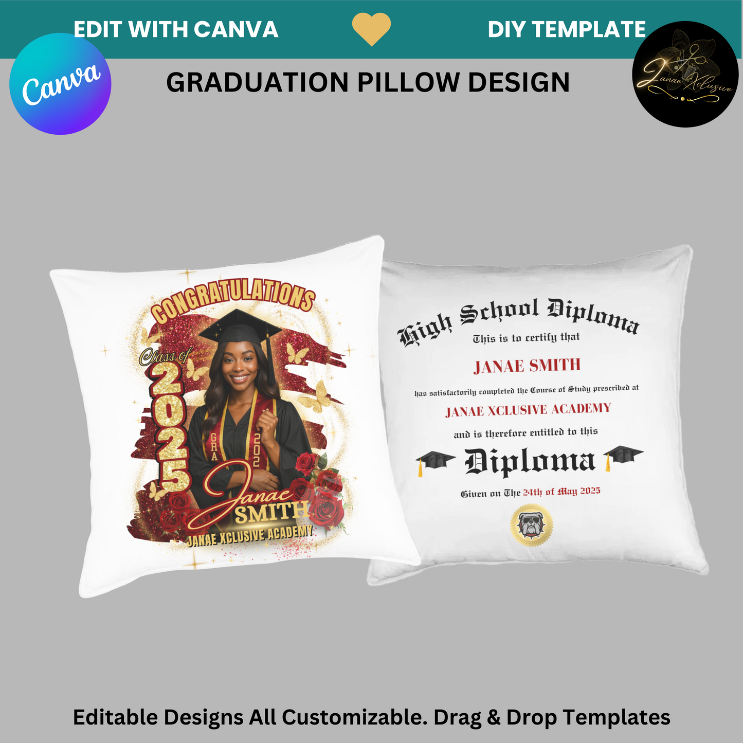 Graduation 8 Editable Canva Template Bundle