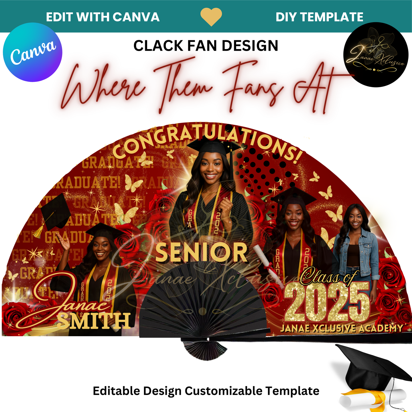 Graduation 8 Editable Canva Template Bundle