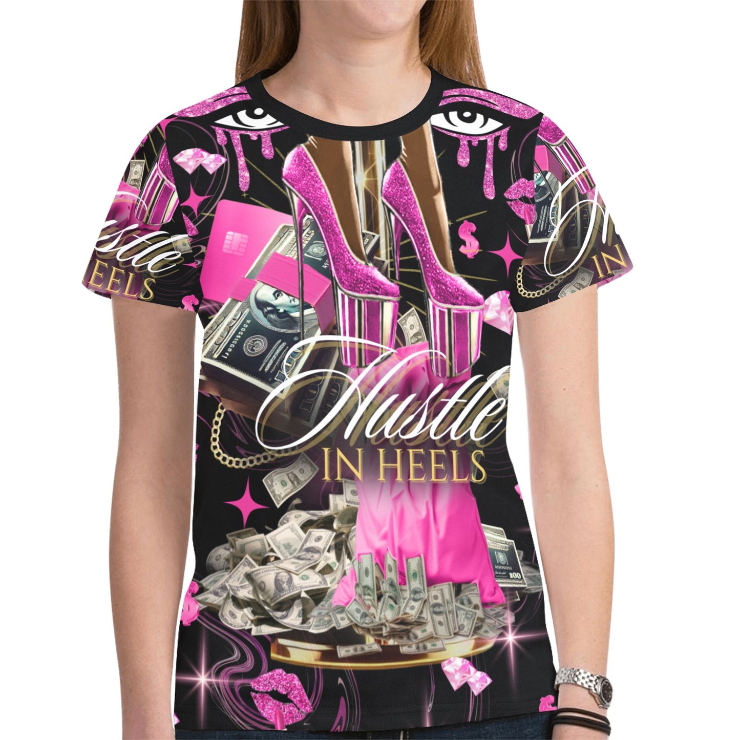 Hustle In Heels Women's 3D Crew Neck T-Shirt