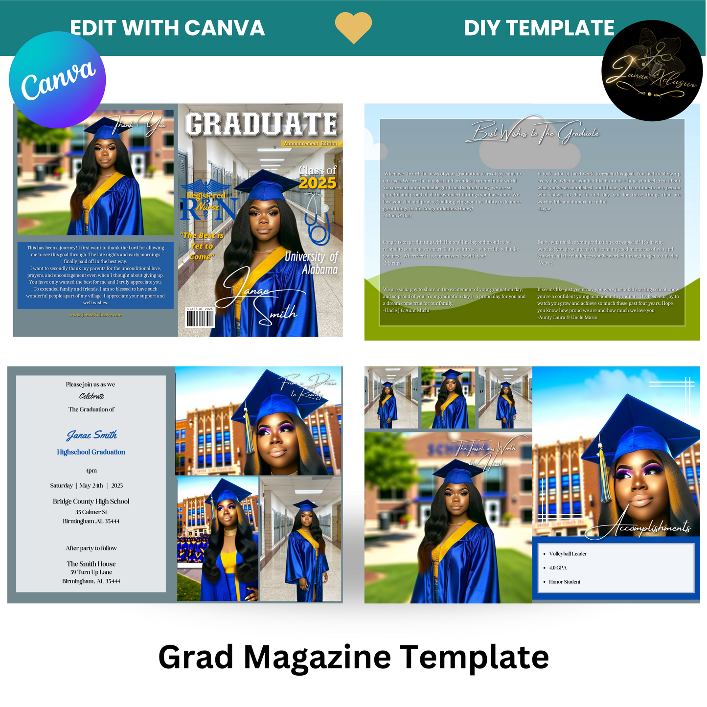 Graduation Magazine 8- Page Template |Class of 2025