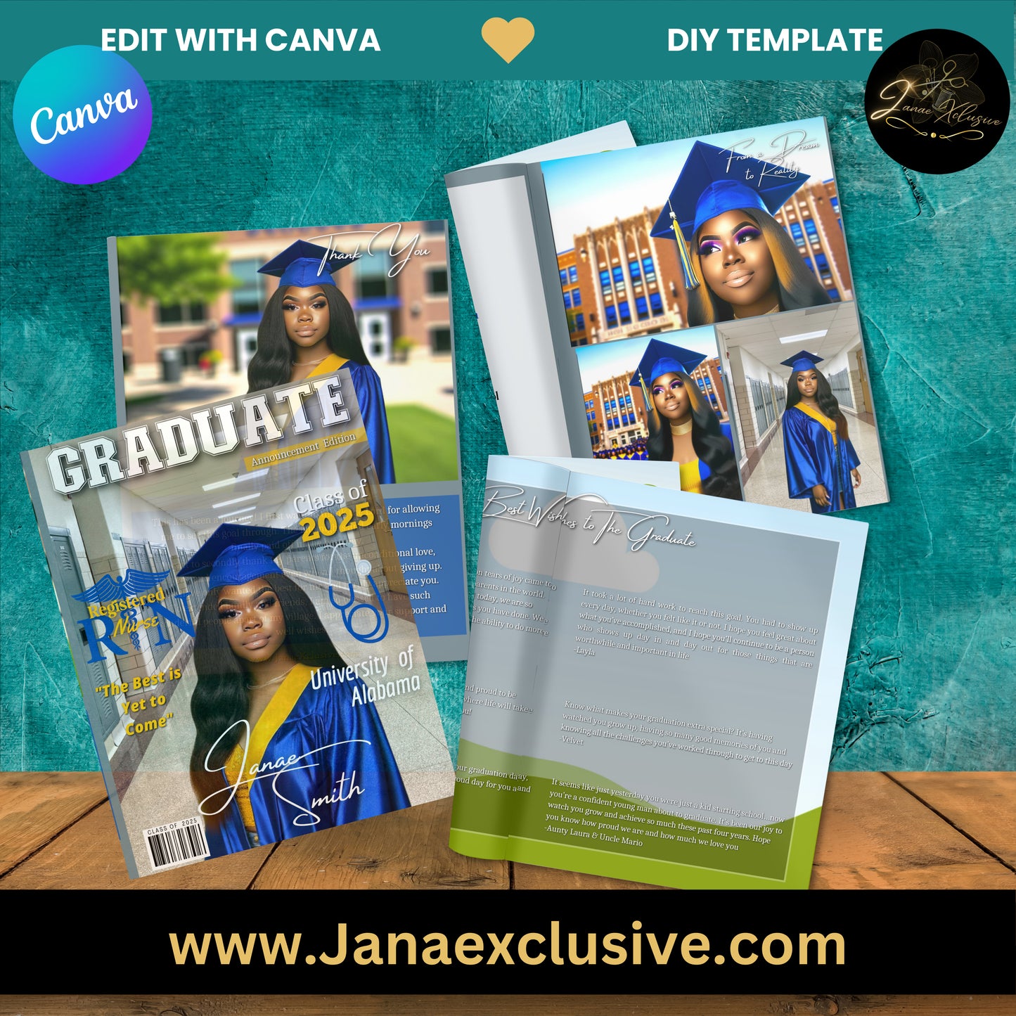 Graduation Magazine 8- Page Template |Class of 2025