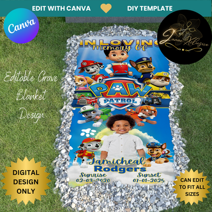 Memorial Grave Blanket Template ONLY