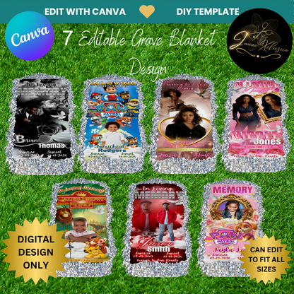 7 Memorial Grave Blankets Template BUNDLE