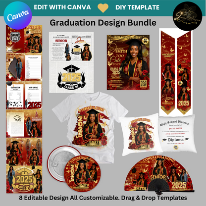 Graduation 8 Editable Canva Template Bundle